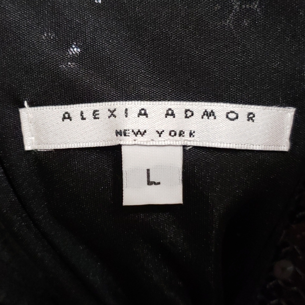 Alexia Admor V Neck Sleeveless Sequin BLK Dress L - Picture 5 of 8